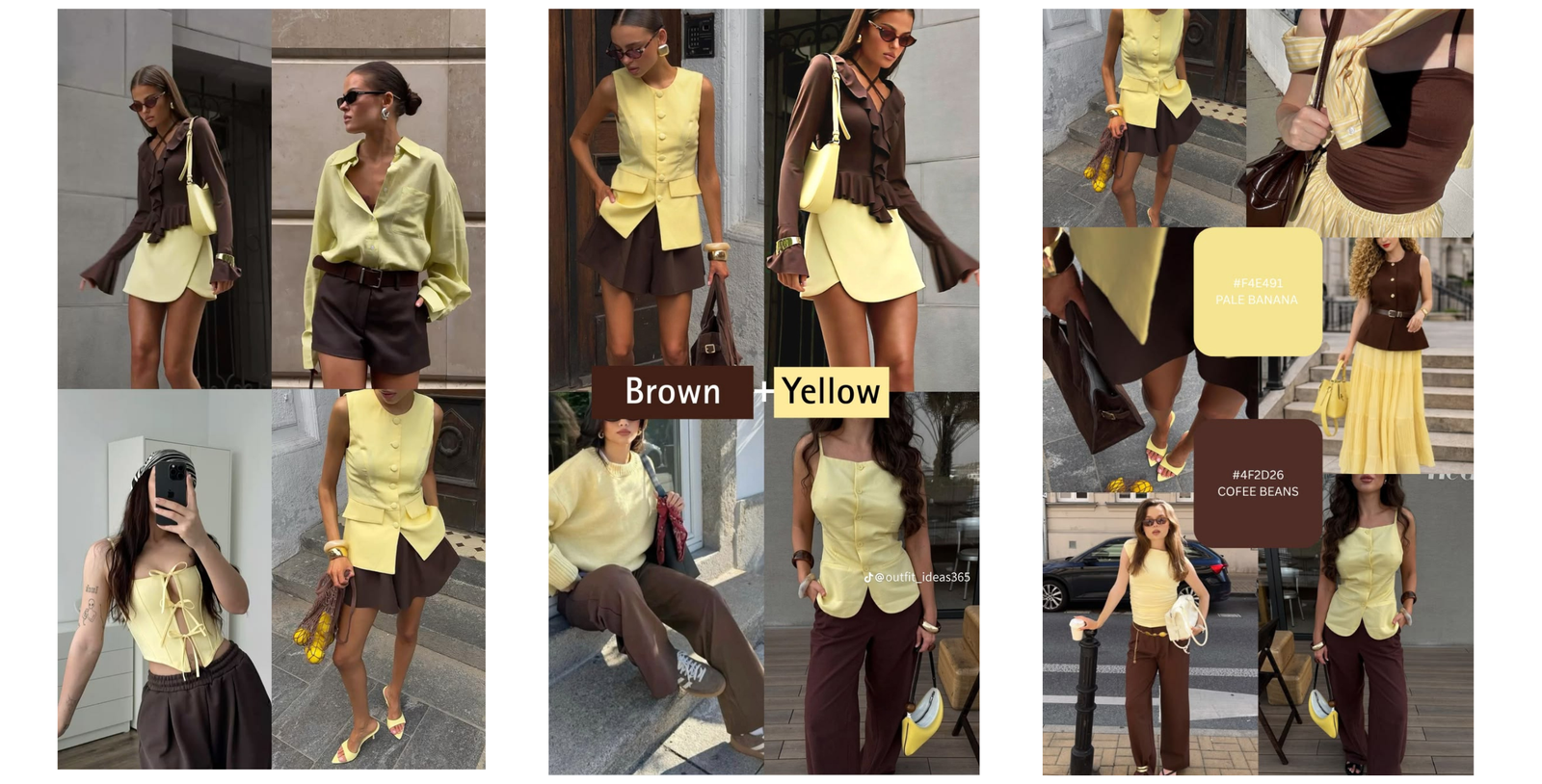 giallo burro estate 2026 idee di outfit e accessori moda in abbinamento col marrone 