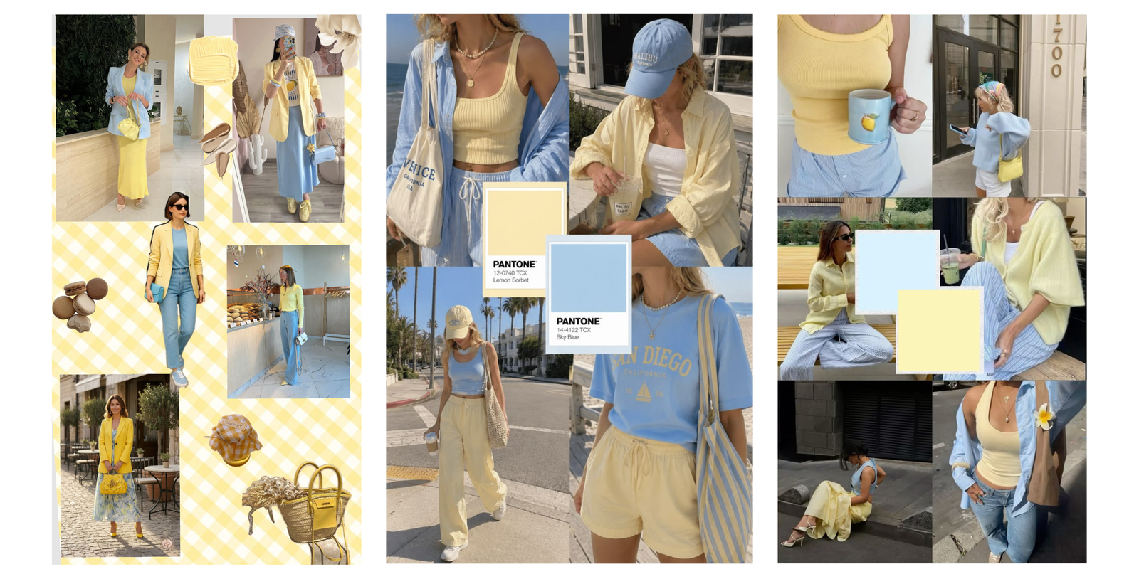 giallo burro estate 2026 idee di outfit e accessori moda in abbinamento con l'azzurro 
