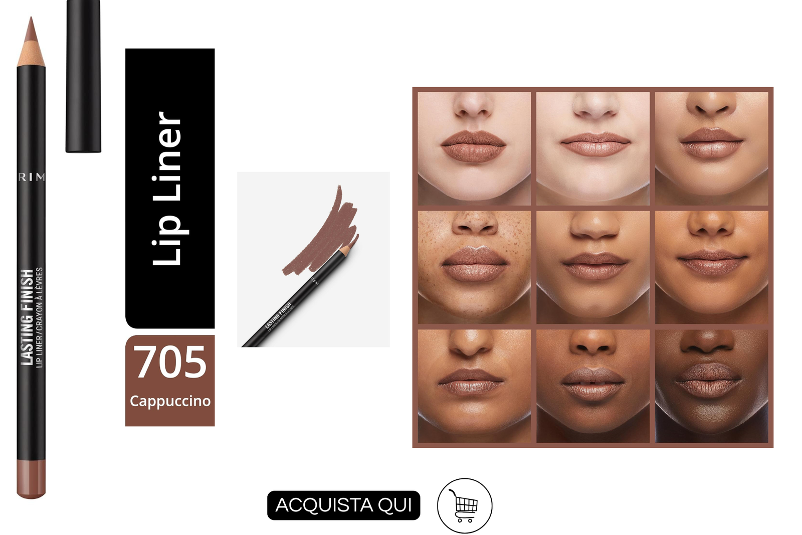 concetto matite labbra nude fredde rimmel lasting finish lip liner 705 capuccino
