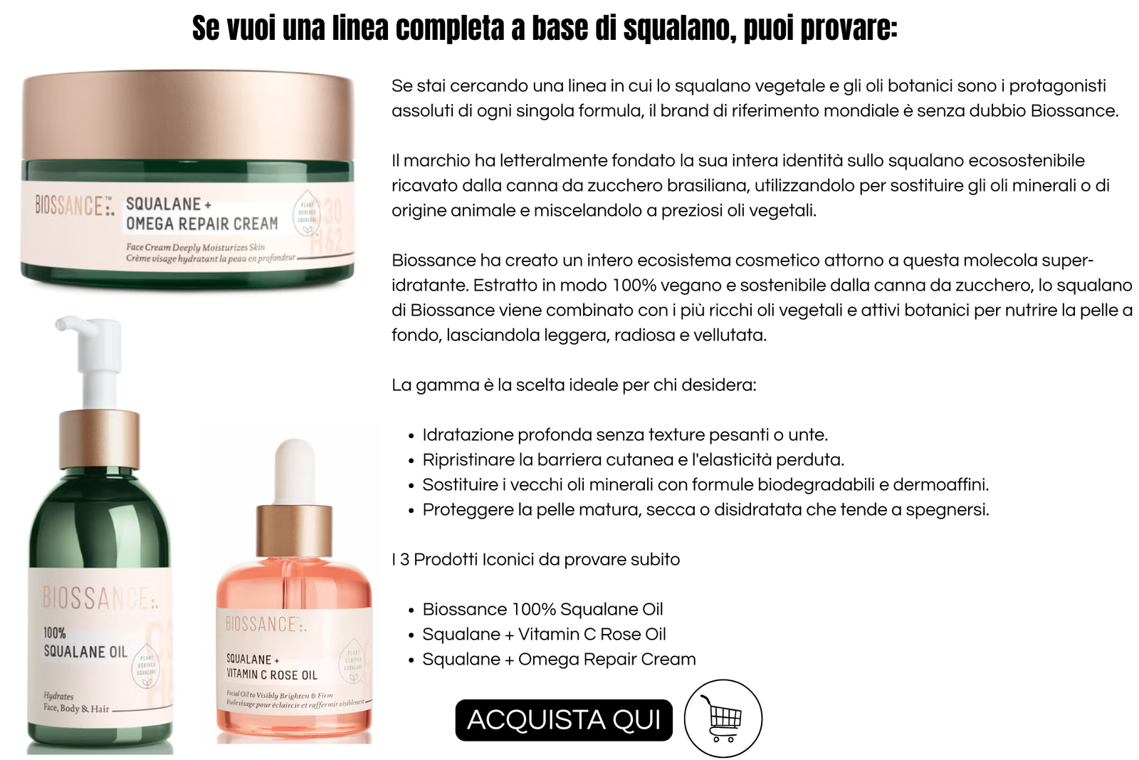linea allos qualano di biossance per la protezione della barriera cutanea - info grafica