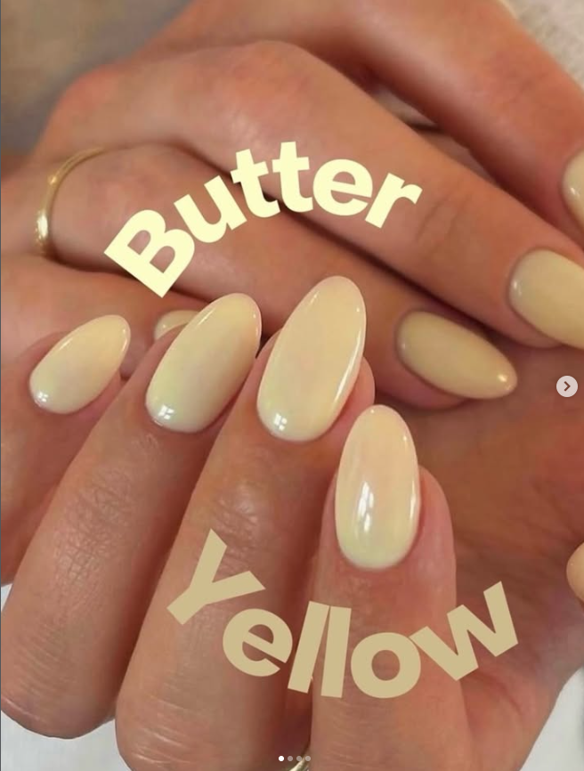 tema Unghie estate 2026: unghie butter yellow color burro
