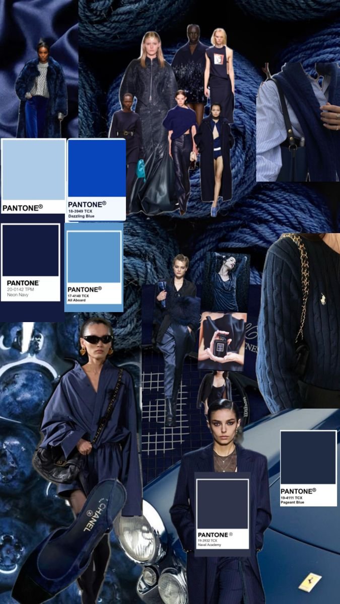 Colori moda autunno inverno 2026 collage inspo outfit nelle tonalita blu e azzurre