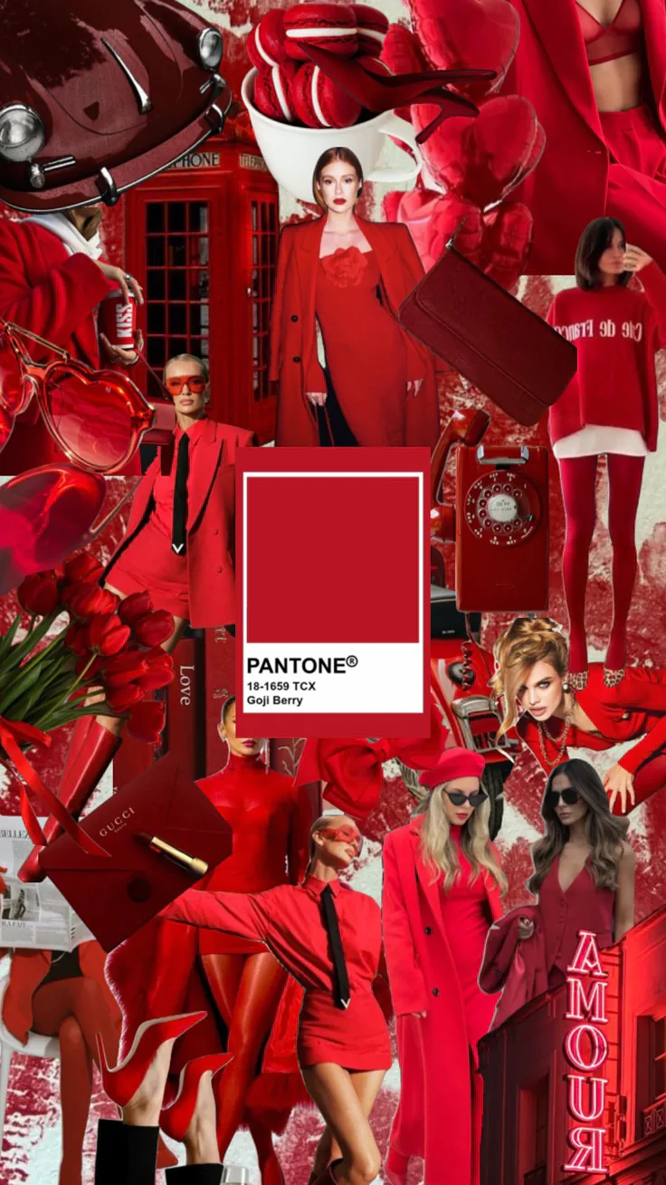 Colori moda autunno inverno 2026 collage inspo outfit in rosso
