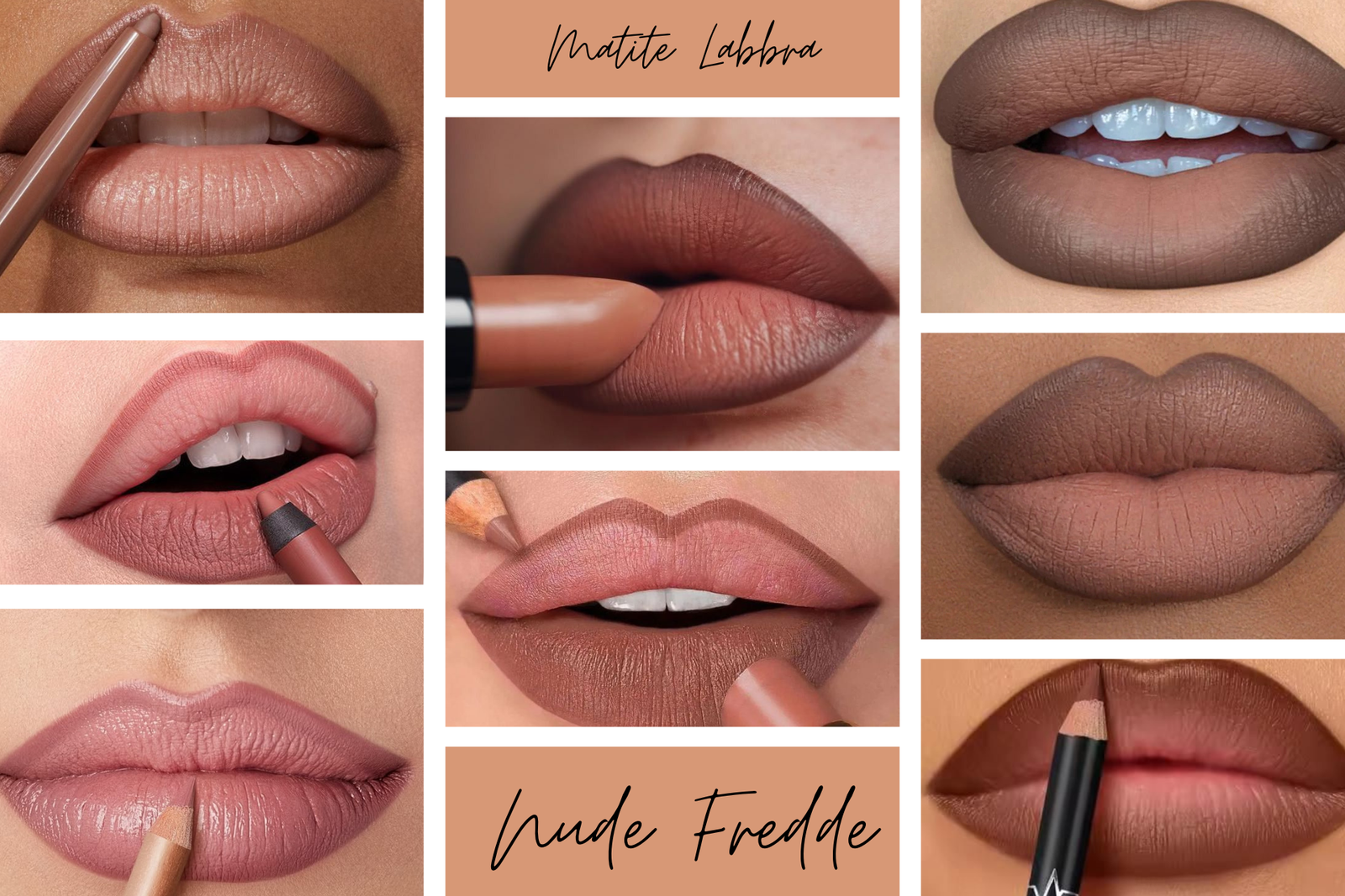 matite labbra nude fredde: inspo di combo labbra in un collage