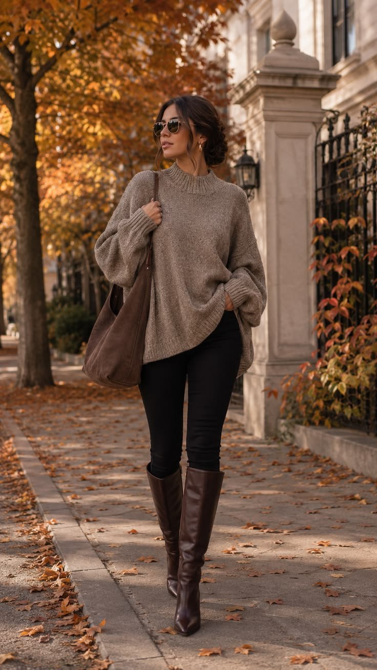 Tendenze moda autunno 2026: outfit con leggings e stivale basso