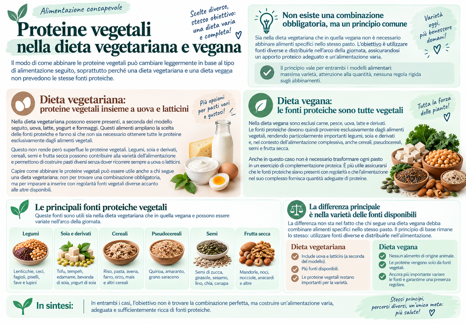 come abbinare le proteine vegetali infografica esplicativa della differenza tra dieta vegana e dieta vegtariana 