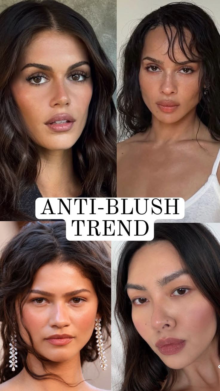 anti blush trend collage di makeup realizzati su 4 giovani donne 